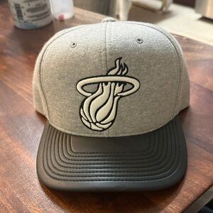 Gray & Black leather-like brim Miami Heat Basketball Logo Cap